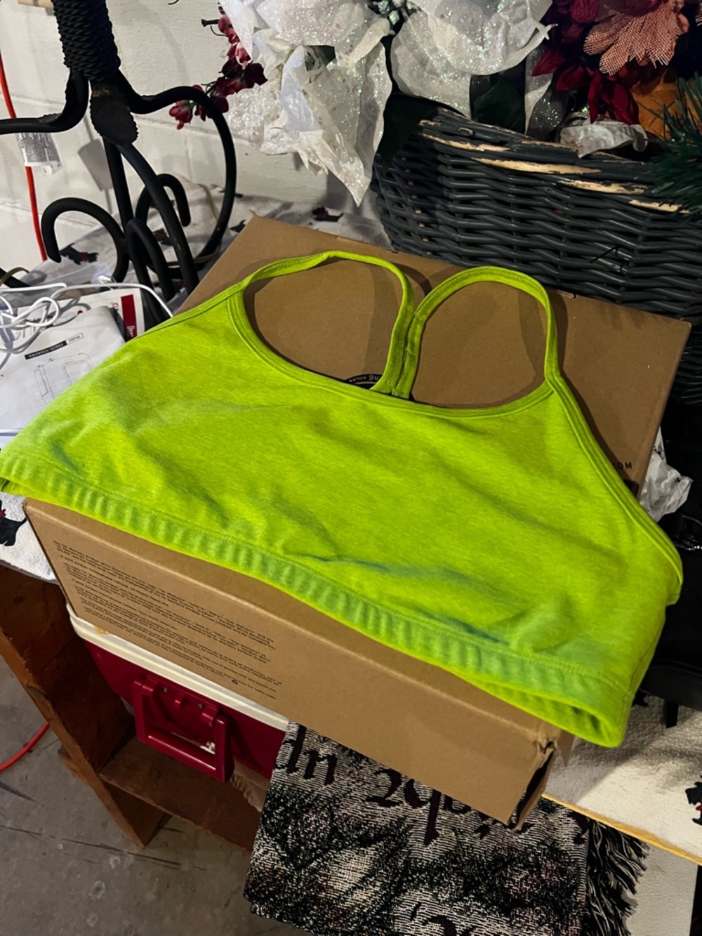 NWOT Beyond Yoga Neon Lime Green racerback Sports Bra size XL